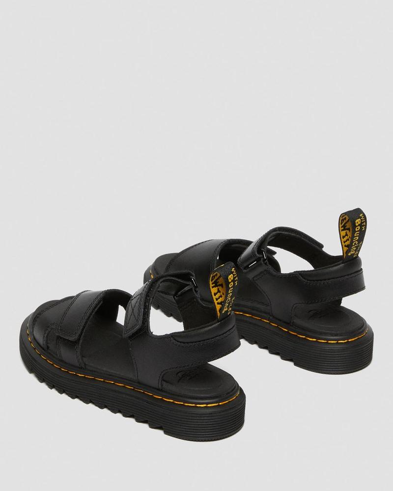 Black Kids' Dr Martens Junior Vossie Leather Sandals | CA 724JPQ